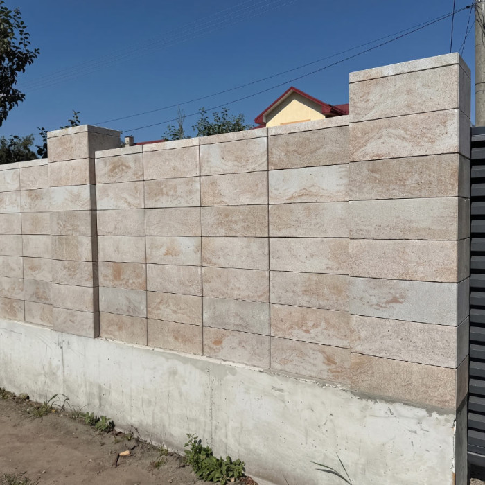 Блок парканний 19-19-50 см колір Травертин