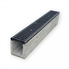 Лоток водовідвідний  бетонний 180-140-1000 мм з чавунною решіткою класу D