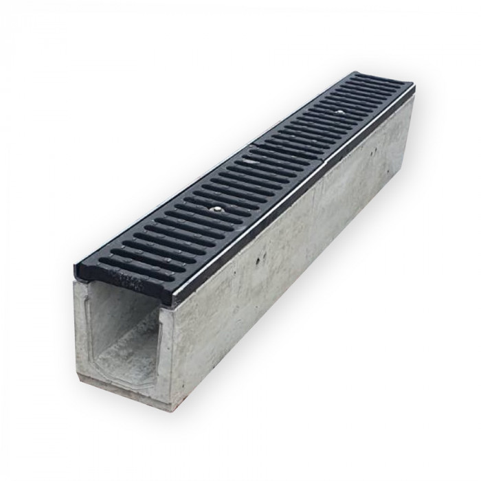 Лоток водовідвідний  бетонний 180-140-1000 мм з чавунною решіткою класу D