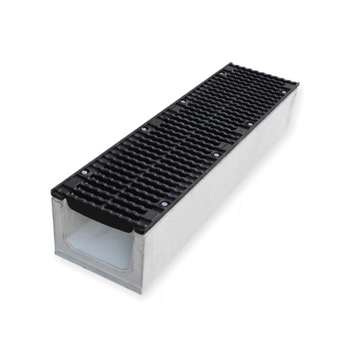 Лоток водовідвідний  бетонний 260-260-1000 мм з чавунною решіткою класу D, E