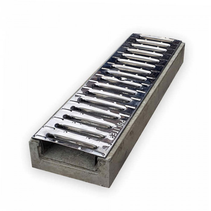 Лоток водовідвідний  бетонний 60-140-500 мм з нержавіючою решіткою класу В