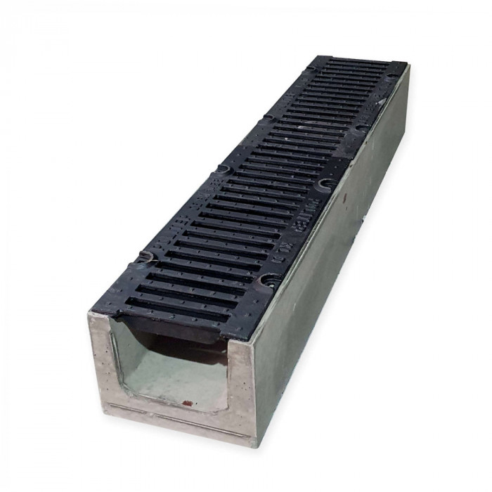 Лоток водовідвідний  бетонний 160-210-1000 мм з чавунною решіткою класу D