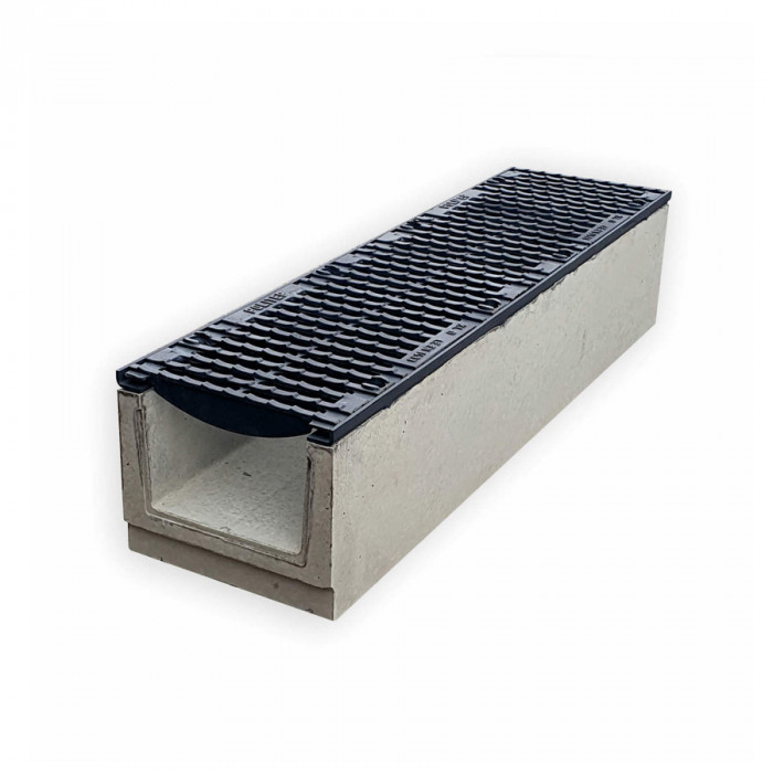 Лоток водовідвідний  бетонний 210-260-1000 мм з чавунною решіткою класу D, E