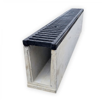 Лоток водовідвідний  бетонний 230-140-1000 мм з чавунною решіткою класу D, E