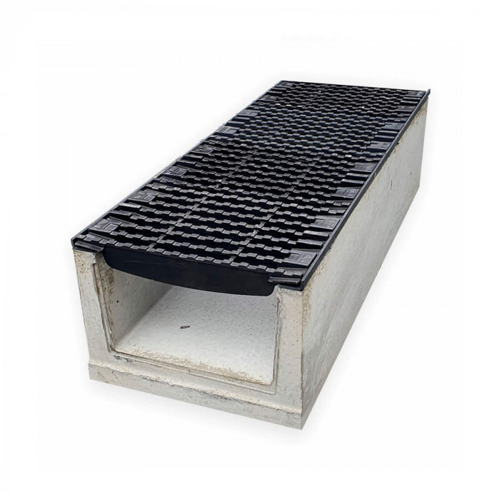 Лоток водовідвідний  бетонний 260-380-1000 мм з чавунною решіткою класу D, E