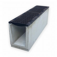 Лоток водовідвідний  бетонний 360-260-1000 мм з чавунною решіткою класу D, E