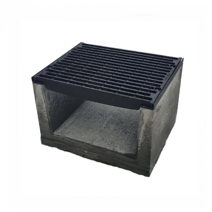 Лоток водовідвідний  бетонний 410-620-500 мм з чавунною решіткою класу D, E