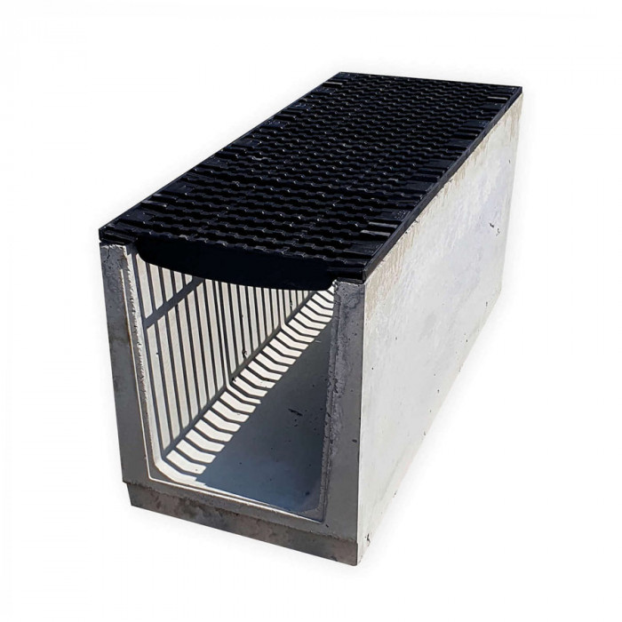 Лоток водовідвідний  бетонний 460-380-1000 мм з чавунною решіткою класу D, E