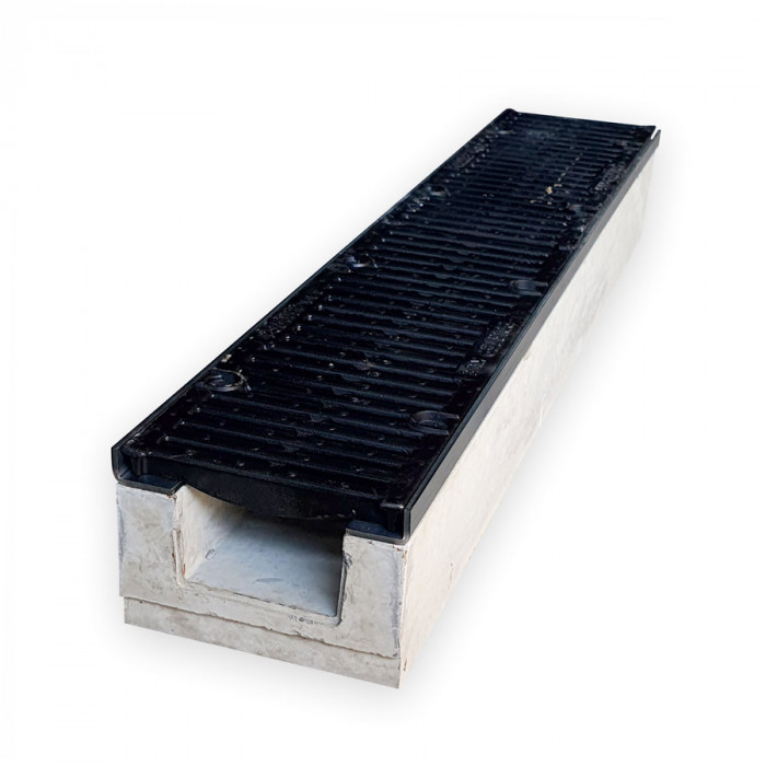 Лоток водовідвідний  бетонний 130-190-1000 мм з чавунною решіткою класу D, E