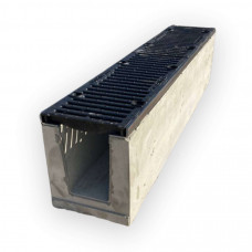 Лоток водовідвідний  бетонний 230-190-1000 мм з чавунною решіткою класу D, E