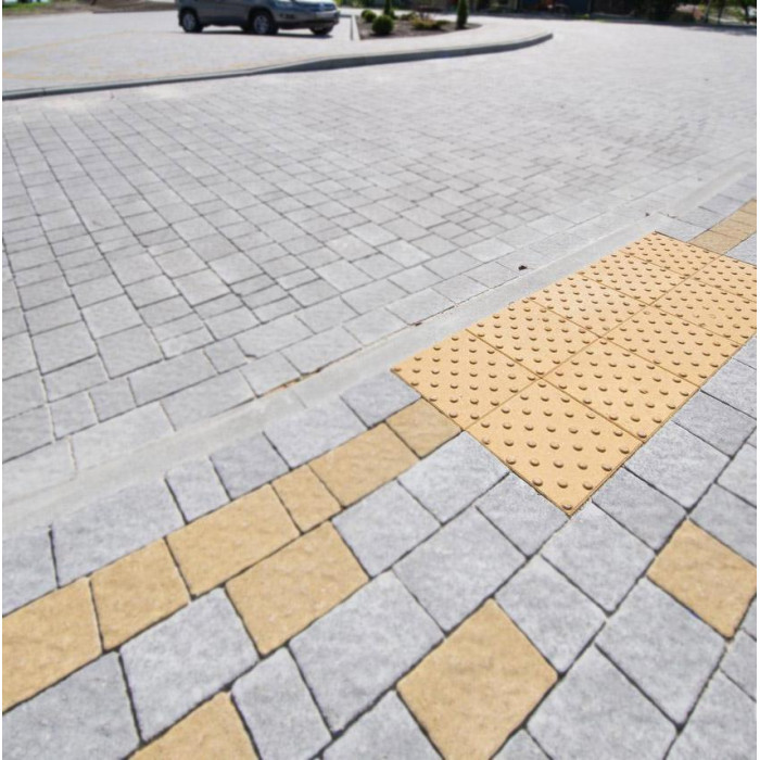 Тротуарна плитка  Квадрат тактильний Б, колір Жовтий, 6 см