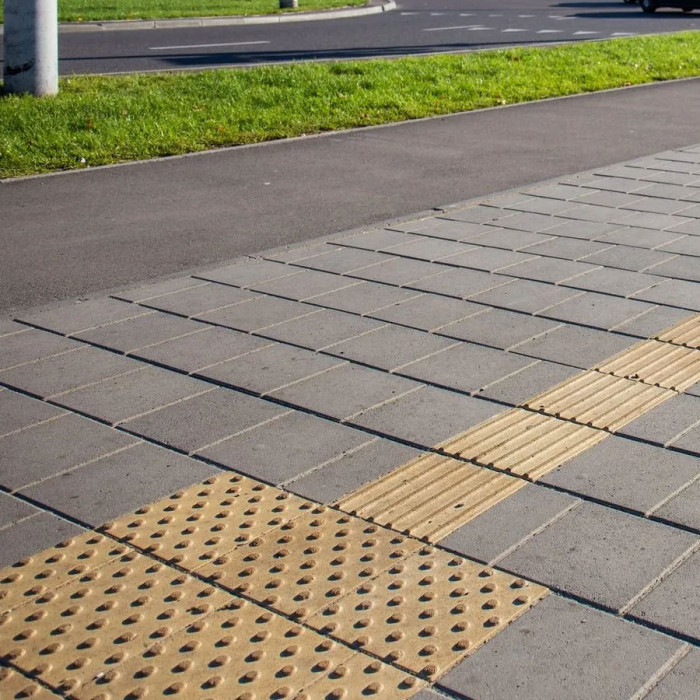 Тротуарна плитка  Квадрат тактильний Б, колір Жовтий, 6 см