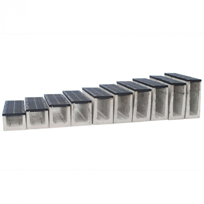 Лоток водовідвідний  бетонний 130-190-1000 мм з чавунною решіткою класу D, E